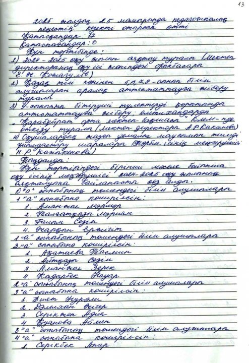 2024-2025 оқу жылының педагогикалық кеңес отырысының хаттамасы
